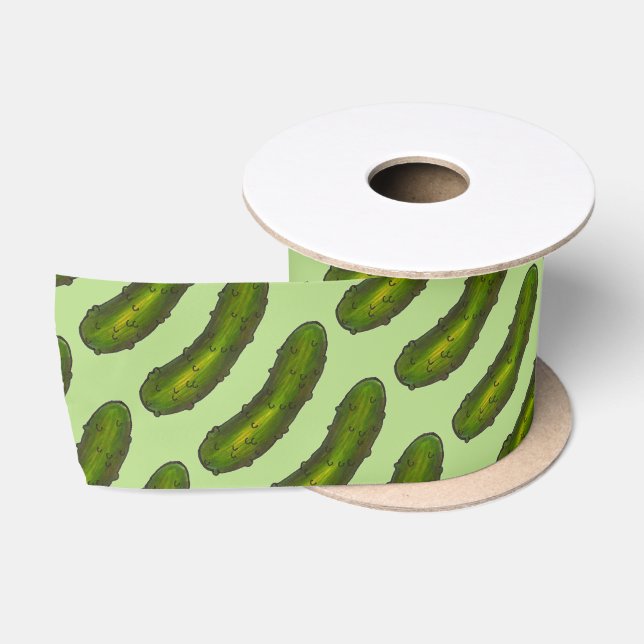 Crunchy Green Dill Pickle Sour Pickles Foodie Satin Ribbon (Spool)