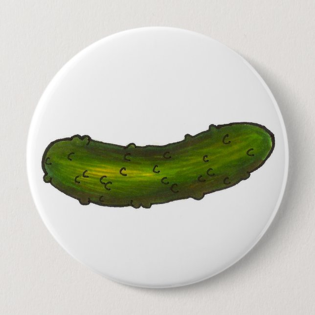 Crunchy Green Kosher Dill Deli Style Pickle Foodie 4 Inch Round Button (Front)