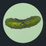 Crunchy Green Kosher Dill Pickle Foodie Deli Large Clock<br><div class="desc">Features an original marker illustration of a crunchy green dill pickle.

Don't see what you're looking for? Need help with customization? Contact Rebecca to have something designed just for you.</div>