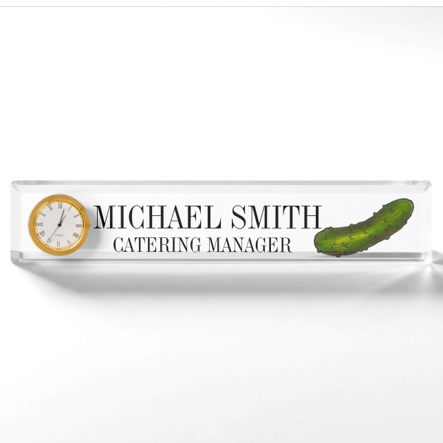 Crunchy Green Kosher Dill Pickle Foodie Nameplate (Front)
