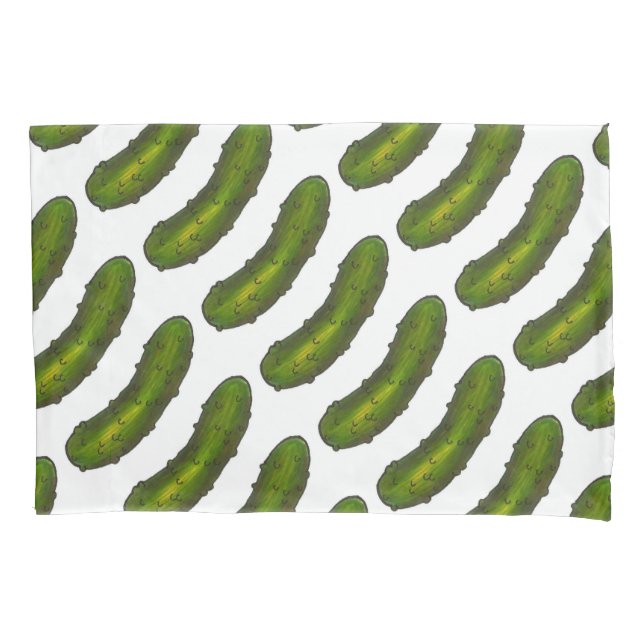 Crunchy Green Kosher Dill Pickle Foodie Print Pillowcase (Front)