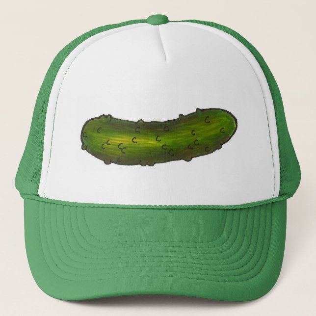 Crunchy Green Kosher Dill Sour Pickle Foodie Trucker Hat (Front)
