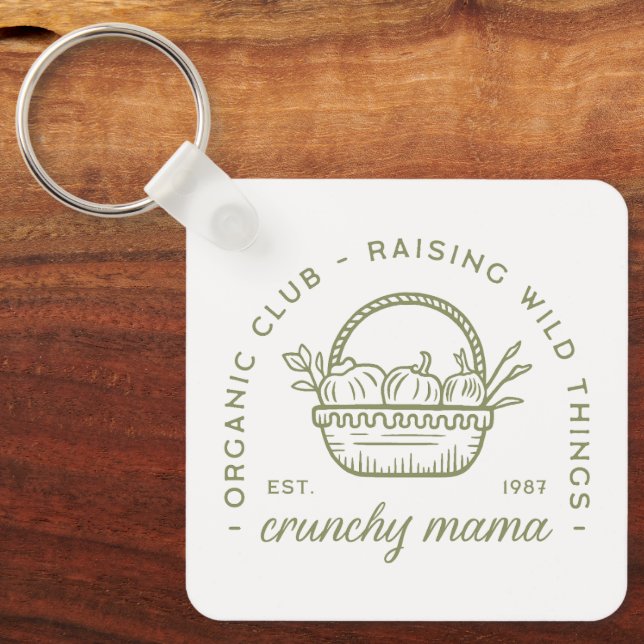 Crunchy mom organic vegetarian eco friendly green keychain (Front)