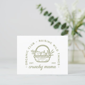 Crunchy mom organic vegetarian eco friendly green postcard