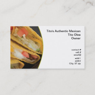 Crunchy taco closeup business card