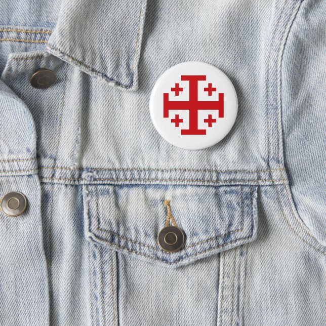 Crusader Cross 2 Inch Round Button (In Situ)