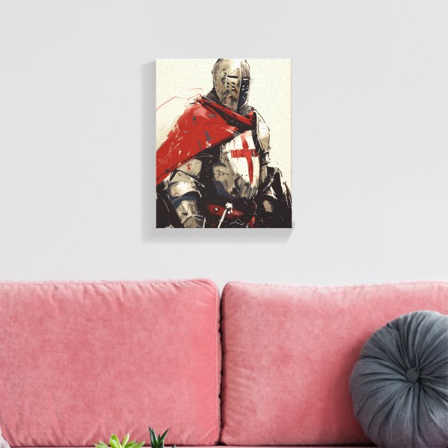 Crusader Knight Illustration Canvas Print (Insitu(LivingRoom))