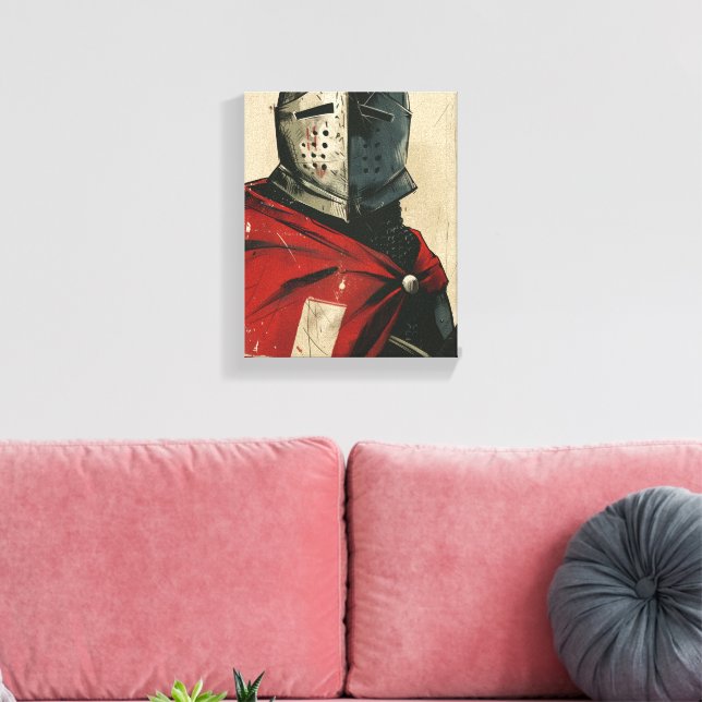 Crusader Knight Illustration Canvas Print (Insitu(LivingRoom))