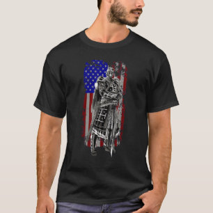 Crusader Knight Templar God Warrior America Flag F T-Shirt