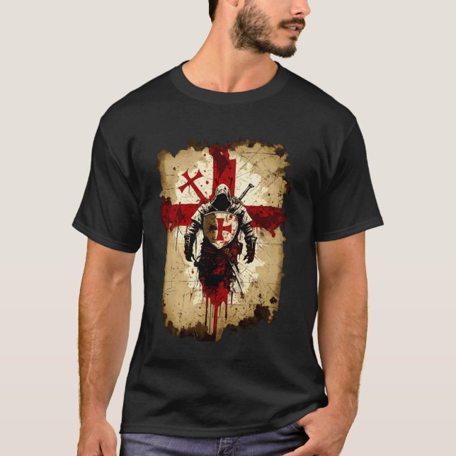 Crusader Knights Templar shirt Crusader Distressed (Front)