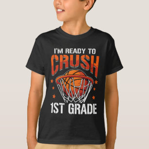 Crush 1st Grade Bysketbyll Byck To School Boys Kid T-Shirt