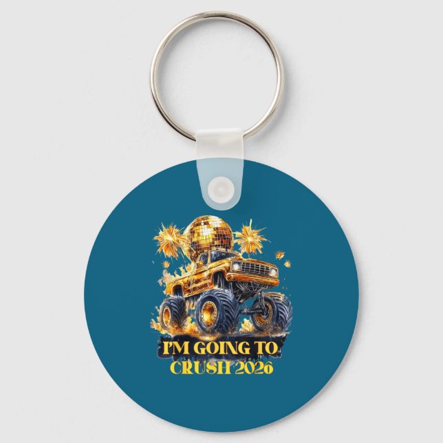 Crush 2026 Monster Truck New Year Party Countdown  Keychain (Front)