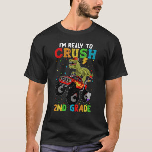 Crush 2nd Grade Back To School Monster Truck Dinos T-Shirt