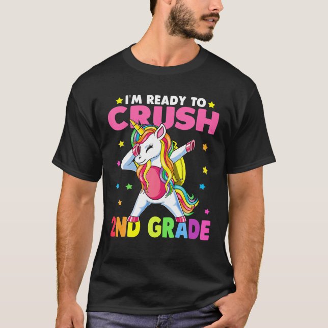 Crush 2Nd Grade Dabbing Unicorn Back To School Gir T-Shirt (Front)
