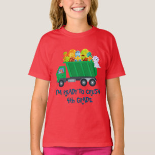 Crush 4th Grade Fun dinosaur egg garbage truck Sc T-Shirt