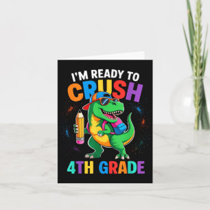Crush 4th Grade Shirts For Boys Kids Dinosaur Back Card