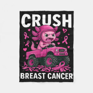 Crush Breast Cancer Awareness Axolotl Truck Toddle Fleece Blanket