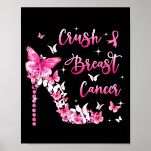 Crush Breast Cancer Awareness Bling nk Ribbon High Poster