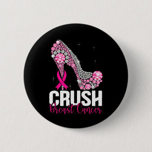 Crush Breast Cancer Awareness Bling Pink Ribbon  2 Inch Round Button