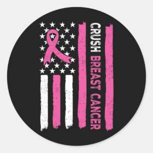 Crush Breast Cancer Awareness Bling Pink Ribbon 3  Classic Round Sticker