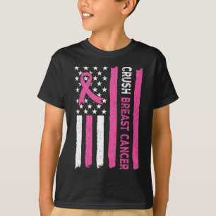 Crush Breast Cancer Awareness Bling Pink Ribbon 3  T-Shirt