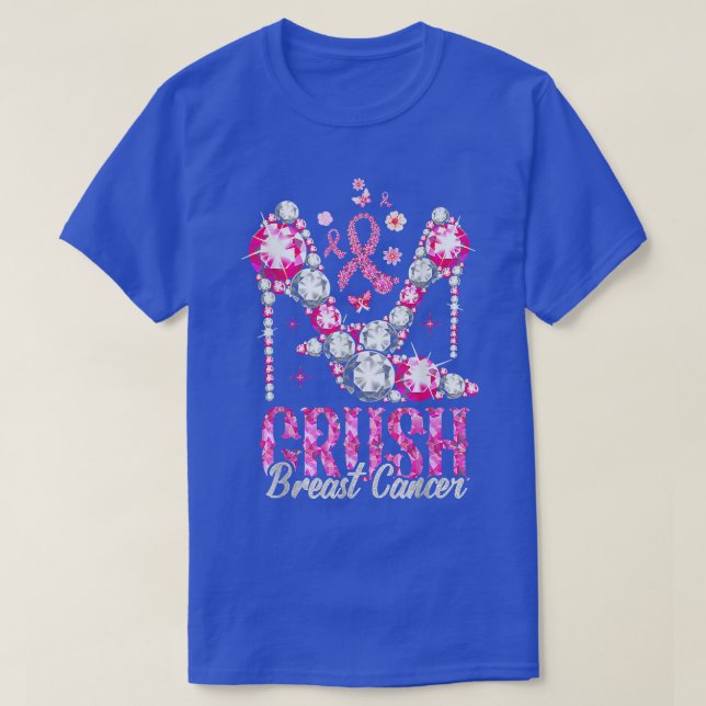 Crush Breast Cancer Awareness Bling Pink Ribbon T- T-Shirt (Design Front)
