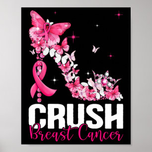 Crush Breast Cancer Awareness Bling Pink Ribbon Wo Poster