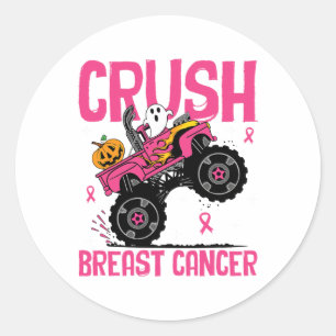 Crush Breast Cancer Awareness Monster Truck Hallow Classic Round Sticker