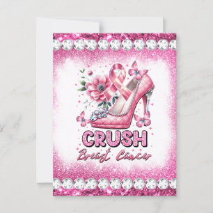 Crush breast cancer awareness month survivor pink postcard