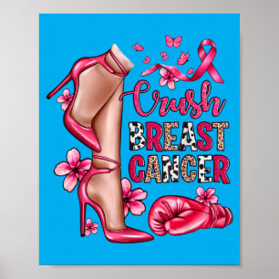 Crush Breast Cancer Bling Pink Ribbon Awareness Poster