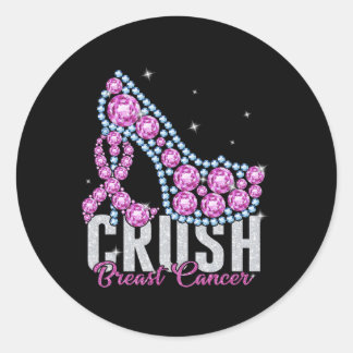 Crush Breast Cancer Bling Ribbon  Classic Round Sticker