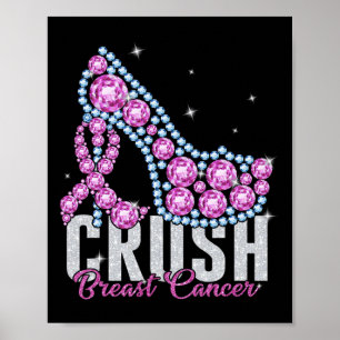 Crush Breast Cancer Bling Ribbon Poster