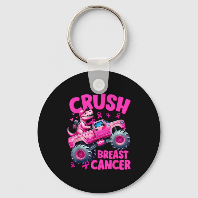Crush Breast Cancer Nk T-rex Dinosaur Monster Truc Keychain (Front)