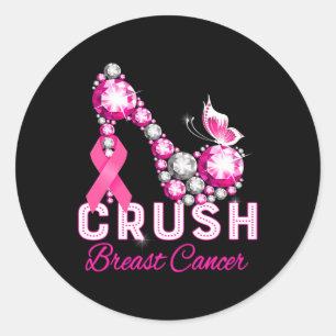 crush breast cancer warrior support breast cancer  classic round sticker