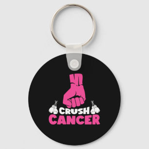 Crush Cancer Boxing Pink Ribbon Breast Cancer Awar Keychain