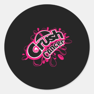 Crush Cancer Breast Cancer Awareness  Classic Round Sticker