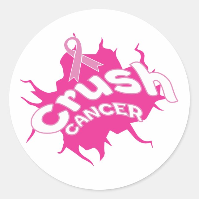 Crush Cancer Breast Cancer Awareness Pinktober Classic Round Sticker (Front)