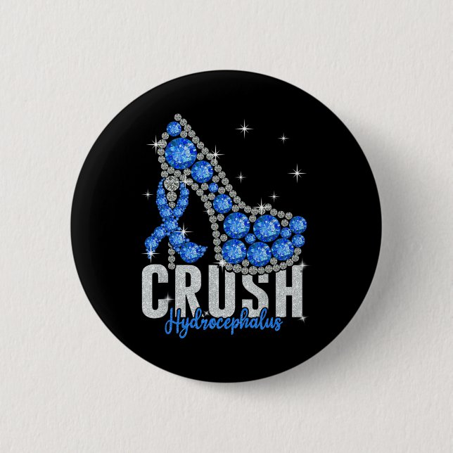 Crush Hydrocephalus Twinkle Ribbon Support  2 Inch Round Button (Front)