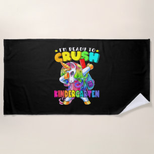 Crush Kindergarten Dabbing Unicorn Back to School Beach Towel