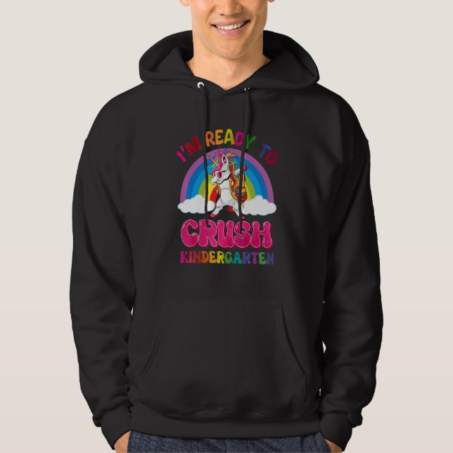 Crush Kindergarten Dabbing Unicorn Back to School  Hoodie (Front)