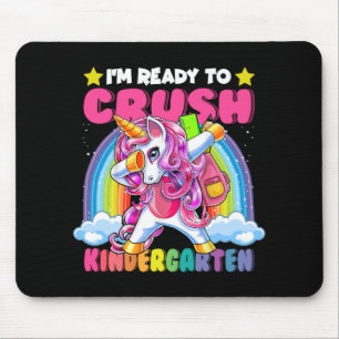 Crush Kindergarten Dabbing Unicorn Back to School Mouse Pad