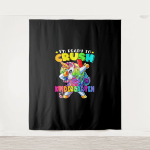 Crush Kindergarten Dabbing Unicorn Back to School Tapestry