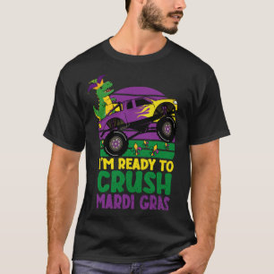 Crush Mardi Gras Dino Monster Truck  Toddler Boys  T-Shirt