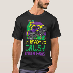 Crush Mardi Gras Dino Rex Monster Truck Toddler Bo T-Shirt