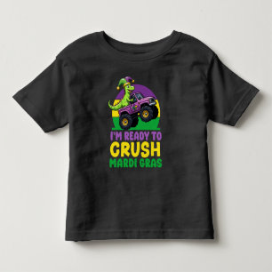 Crush Mardi Gras Monster Truck Dinosaur t rex Todd Toddler T-shirt