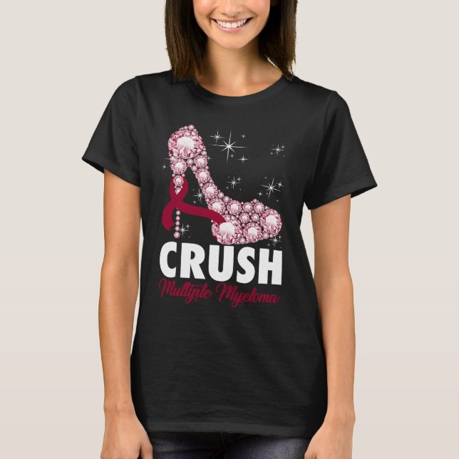 Crush Multiple Myeloma Awareness High Heel Warrior T-Shirt (Front)