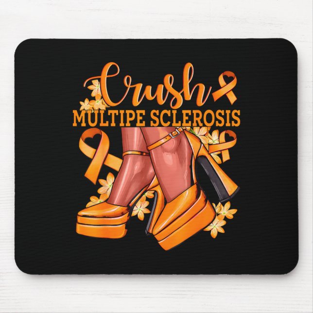 Crush Multiple Sclerosis Bling Orange Ribbon Aware Mouse Pad (Front)