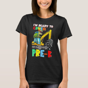 Crush Pre K Construction Truck Dinosaur Back To Sc T-Shirt
