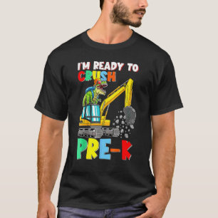 Crush Pre K Construction Truck Dinosaur Back To Sc T-Shirt