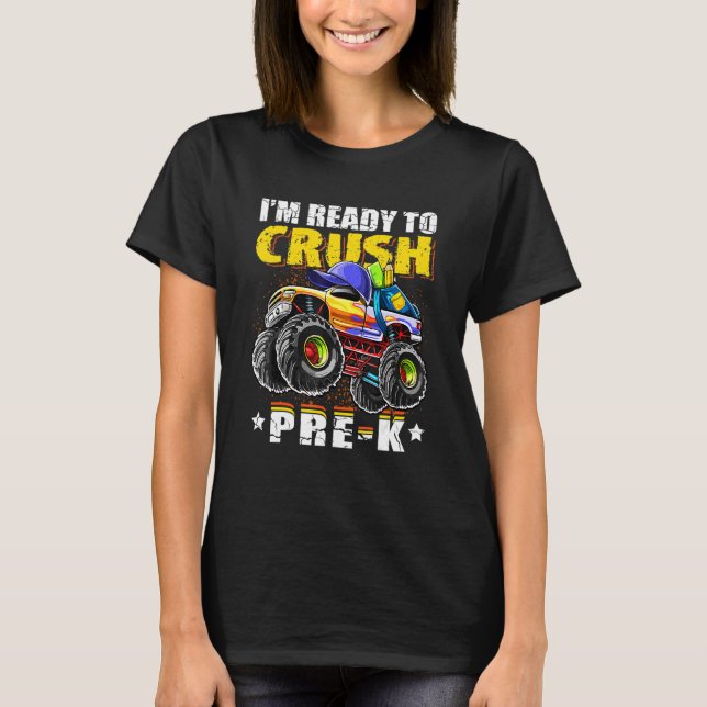 Crush Pre K Monster Truck Backpack Back To School  T-Shirt (Front)